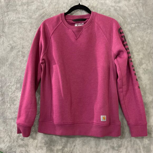 Carhartt Tops - Carhartt Women's Relaxed Logo spell out Sleeve Graphic Sweatshirt Size M purple